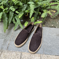 工廠自營春夏新款羊皮漁夫鞋平底休閒套腳樂福鞋男一腳蹬懶人鞋男