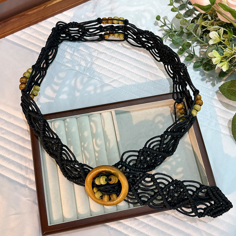 Cuerda de la cintura popular Bohemia tejida cuerda de cáñamo cadena de la cintura cinturón delgado vestido del todo-fósforo de las mujeres joyería transfronteriza al por mayor