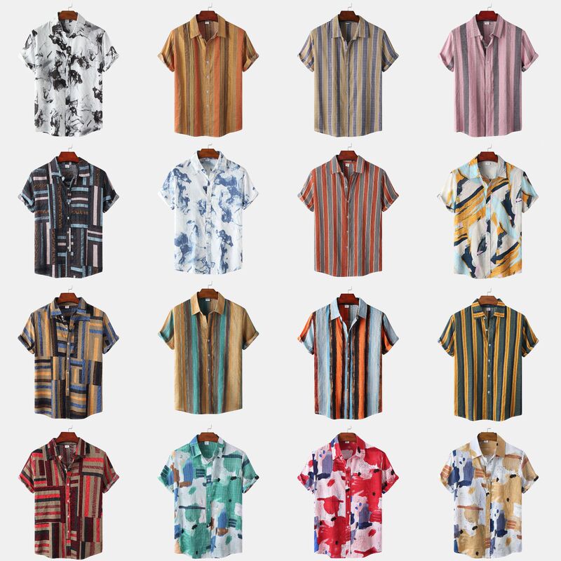 Cross-border Trade AliExpress EBYA2022 Summer Hawaiian Style Casual Beach Vacation Printed Men's Shirt for Men