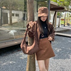 小众褶皱腋下包包女2025春夏复古手提包大容量通勤单肩包云朵包