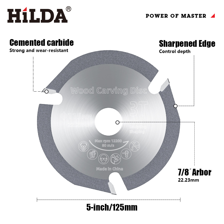 Hilda/Hilda ventas directas de la fábrica de madera talla hoja de sierra amoladora angular hogar disco de corte disco de molienda ángulo de corte amoladora