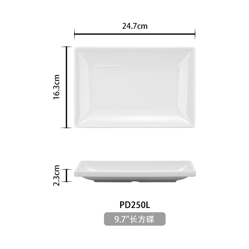 Fábrica directa de platos de polvo de intestino melamina rectangular platos de polvo de intestino porcelana platos de polvo de intestino al por mayor