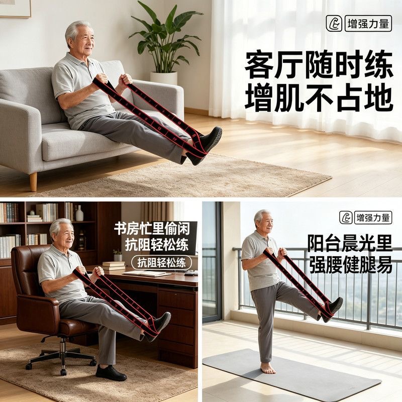 Resistance bands with drawstrings for middle-aged and elderly people, specifically for home use, for hip and leg exercises, and for strengthening large muscle groups
