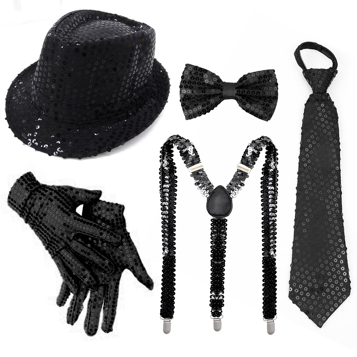 70s DISCO espectáculo accesorios esquinilla sombrero corbata guantes cinturón hombre conjunto Xiaoyin TEMU en stock