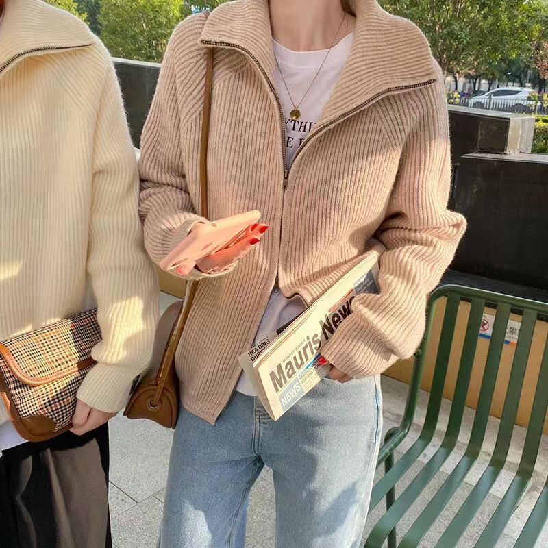 慵懒风开衫女针织上衣百搭秋冬小个子短款宽松外穿毛衣外套ins潮|undefined