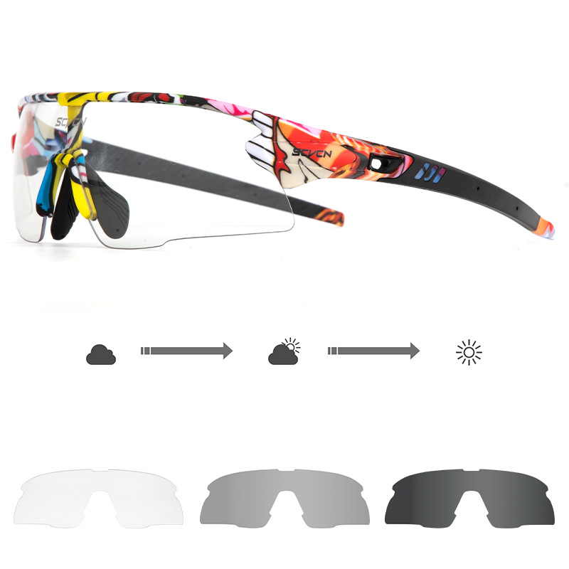 Gafas Fotocromáticas de Ciclismo Cortavientos Apto para Miopía, Marco Completo en TR90, para Bicicleta de Montaña