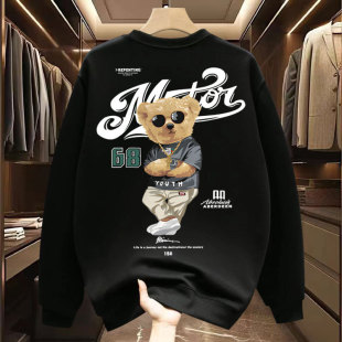 Spring and Autum Sweatshirts for Men 2024 New Trendy American Round Neck Long-Sleeved Tops Trendy Casual Versatile Printed Jackets