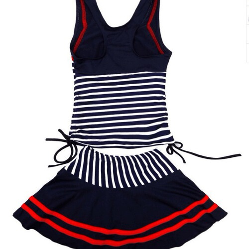 Bikini European and American fashion navy style one-piece stylish blue striped swimsuit for big children
