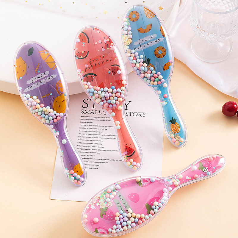 4551 Cross border originality New products transparent Glitter powder gasbag Oval Cartoon fruit animal Sequins Quicksand comb