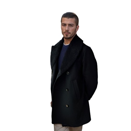 Men's Autumn/Winter Double-breasted Wool Sheep's Wool English-style Wool Coat Tailored Wool Coat