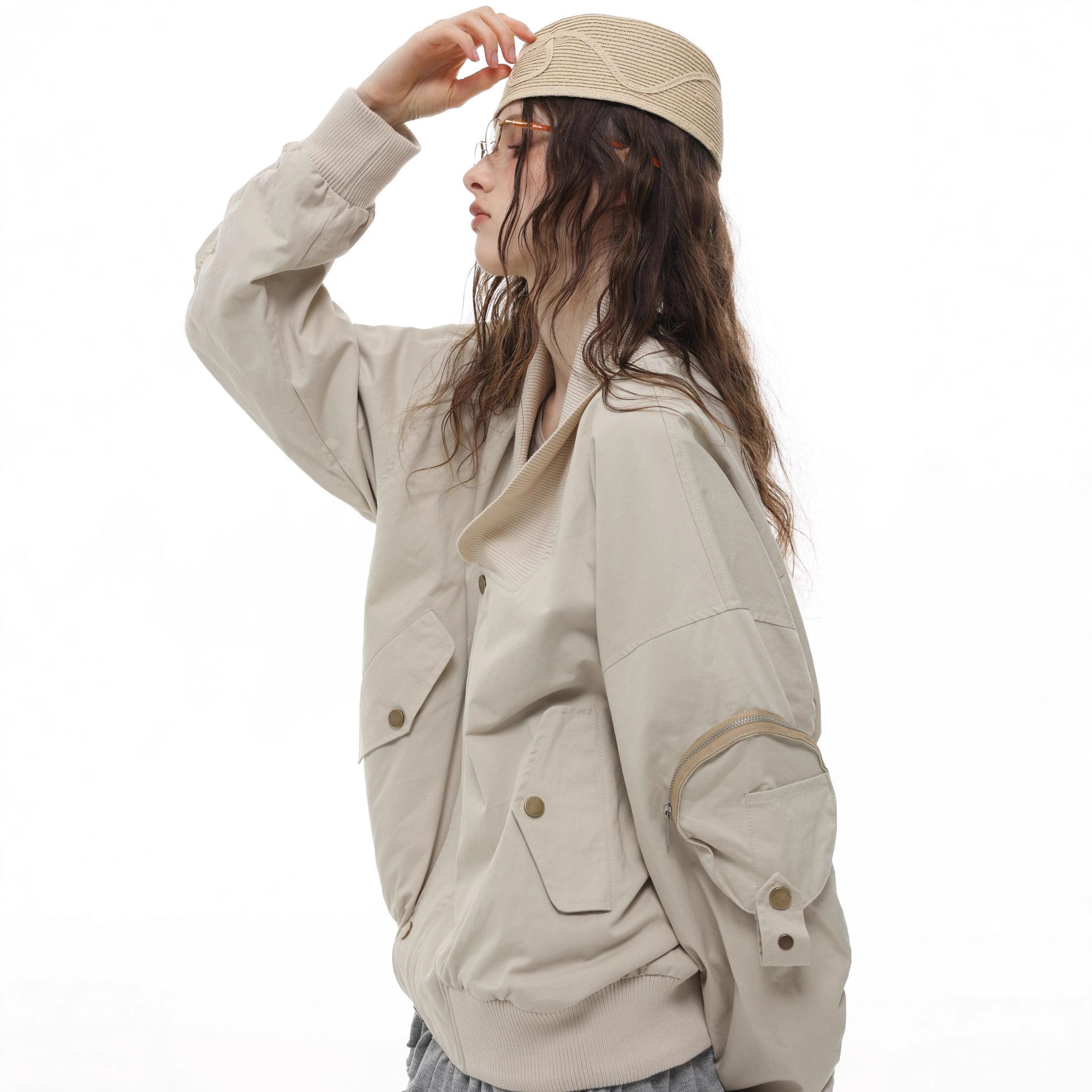 Cannotsurpass美式复古MA-1飞行员夹克工装外套短款棒球服男女W34