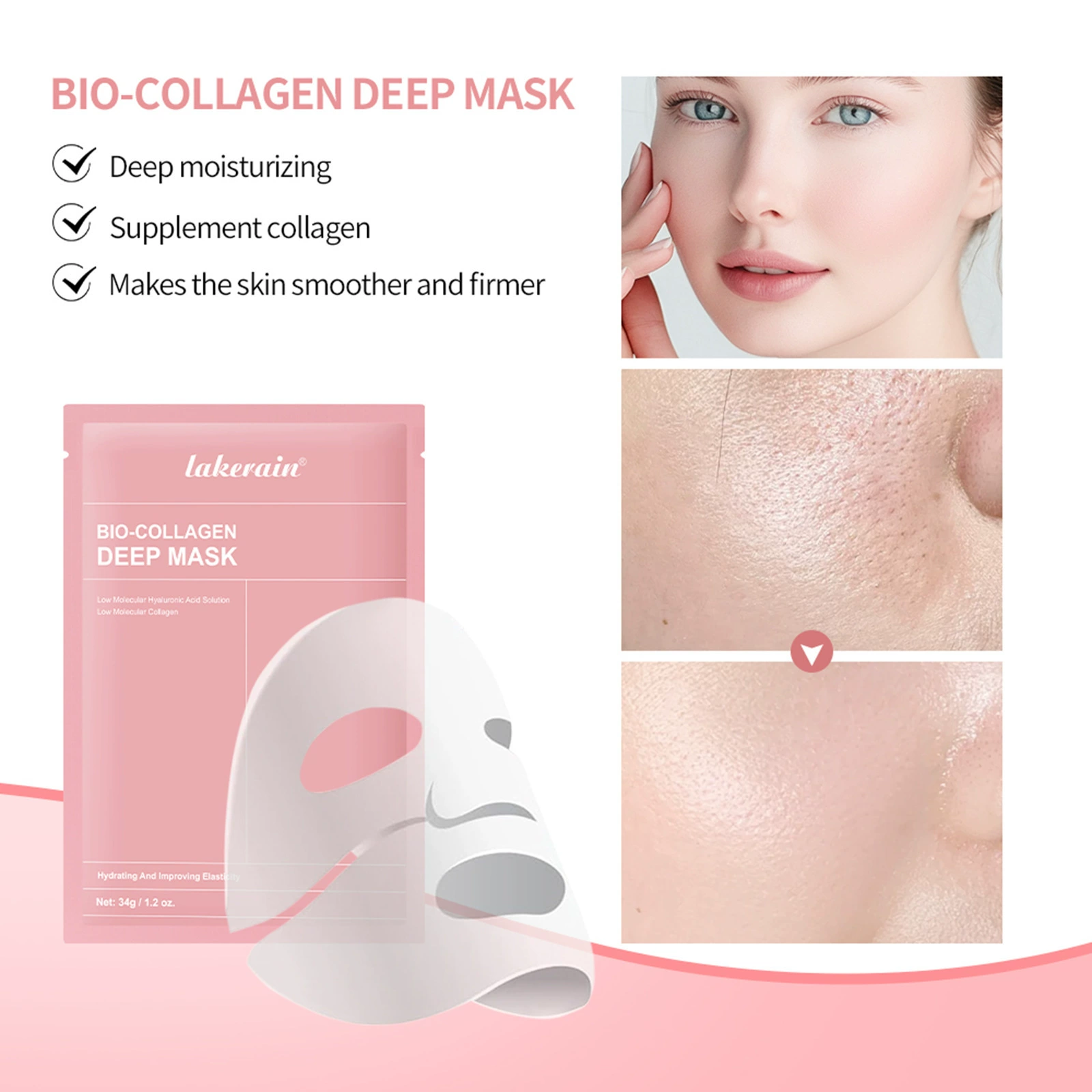 Лакераин Collagen, увлажняющая ночная маска для лица, 4 шт.
