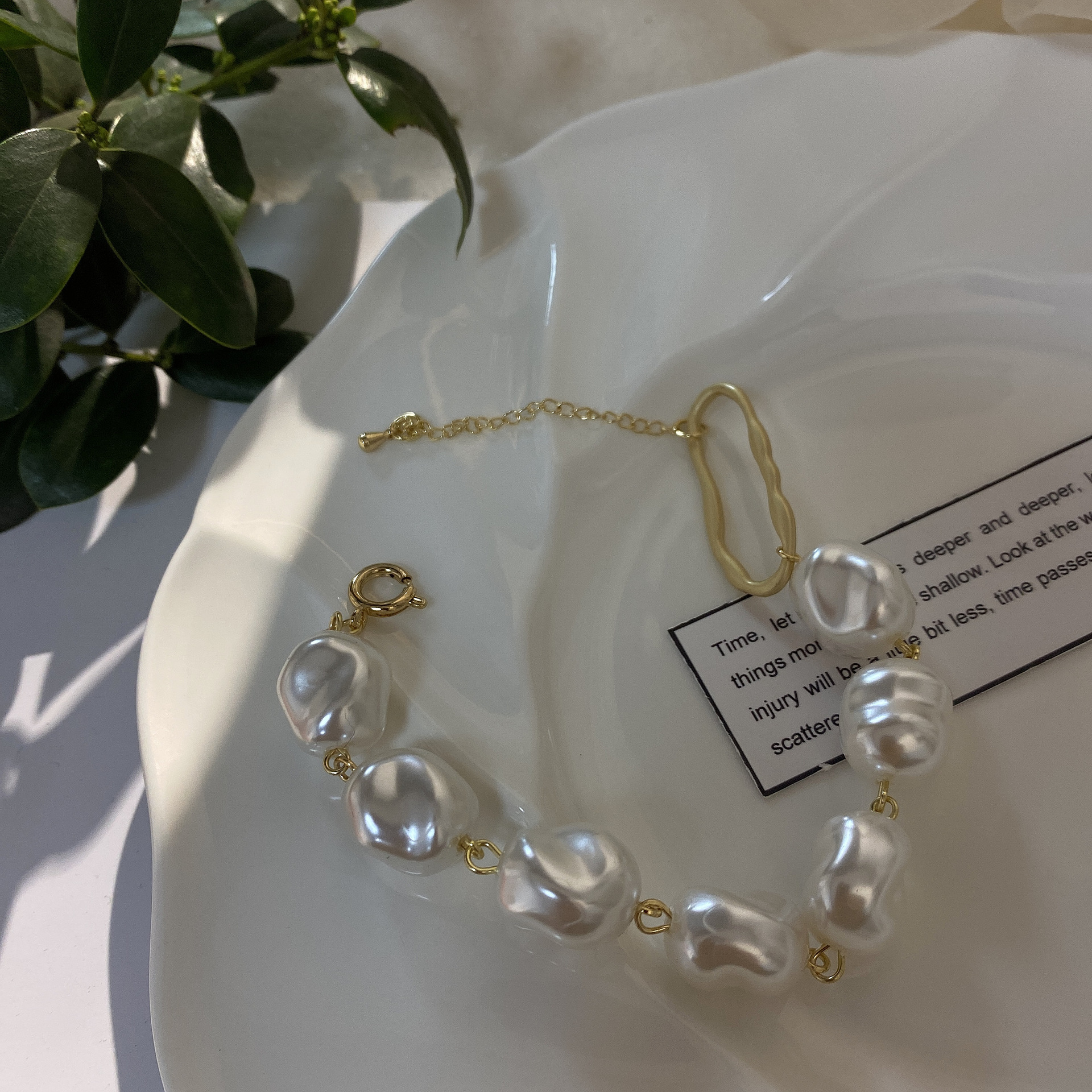 Fashion Solid Color Imitation Pearl Copper Beaded Plating Bracelets 1 Piece