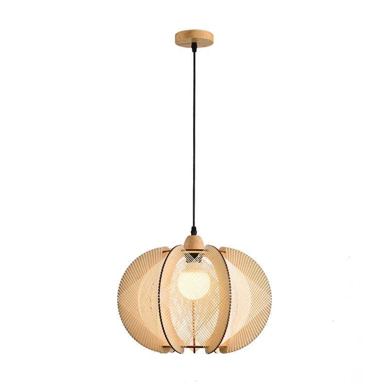 Araña de estilo japonés vintage cuerda de cáñamo cama y desayuno dormitorio sala de estar lámpara de madera creativa estilo chino lámparas de madera maciza