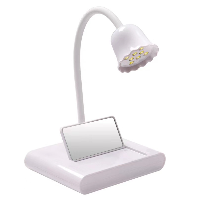 Diamante que forma la lámpara para hornear lámpara de fototerapia tipo de almacenamiento de energía Nuevo escritorio fototerapia Lotus lámpara de uñas con espejo palo de uñas