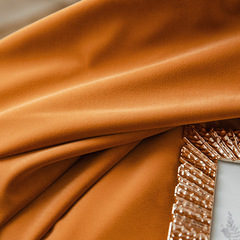 2F Thick Orange Blackout Velvet Curtain Fabric Light Luxury French Lace White Sheer Curtain Retro Bedroom Living Room Grand