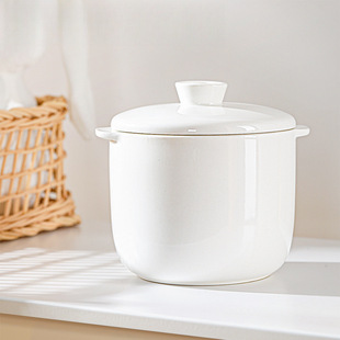 Double-Eared Ceramic Stew Pot, Water-Proof Stew Pot, Soup Pot, Household Bird's Nest Soup Pot with Lid, Small Nutritious Stew Pot