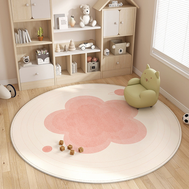 Alfombra redonda fresca pequeña, habitación de niños, dormitorio, manta de cabecera, cojín para silla de computadora, alfombra de sala de estar resistente a la suciedad y fácil de cuidar