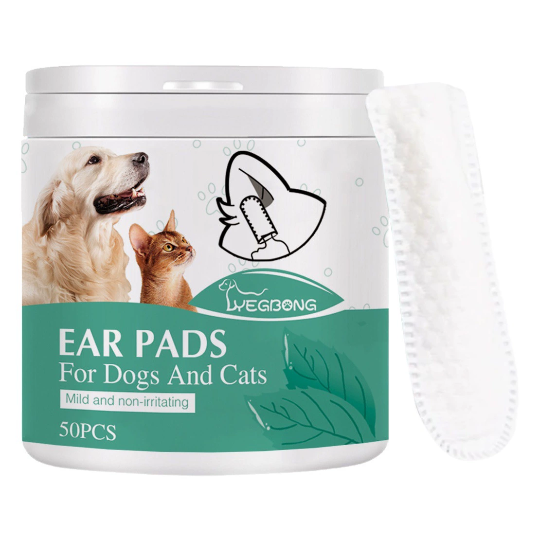 Yegbong Pet Чистка ушей Чистка кончиков пальцев кошка собака ушной клещ уход за ушной серой Чистка ушного канала кончик пальца