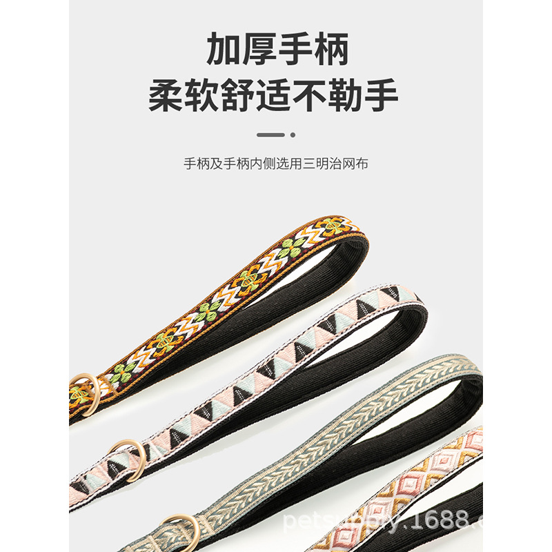 中大型犬伸缩可调节尼龙牵引绳胸背式防爆冲遛狗绳宠物狗链拴狗绳|ru