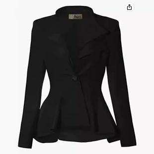 Женский офисный пиджак (Hybrid & Company) с двойным лацканом, острые подплечники, приталенный баска