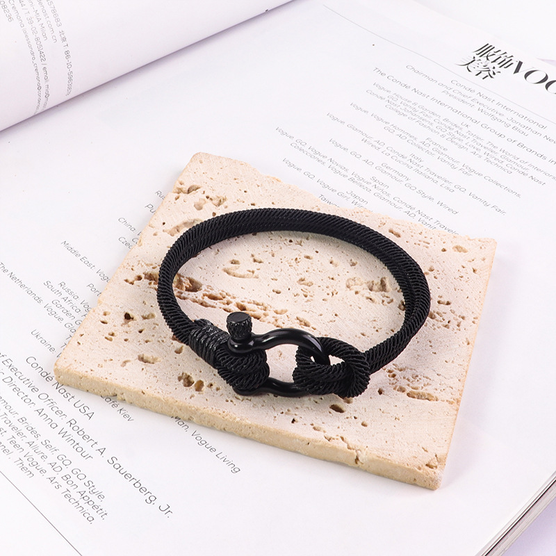 Retro U Shape Stainless Steel rope Menu0027S Bracelets 1 Piece