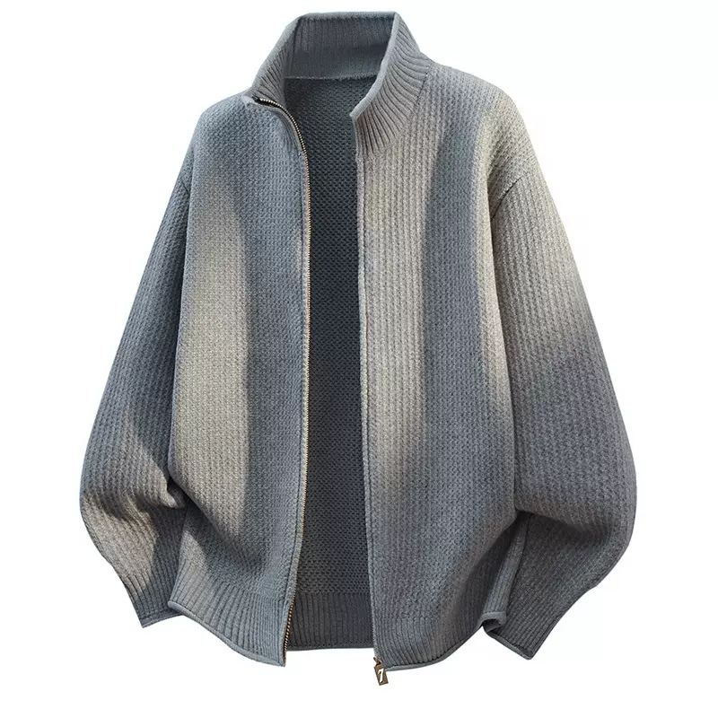 开衫毛衣男款春秋季高街立领宽松休闲百搭青少年帅气针织衫上衣