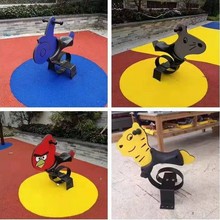 幼儿园摇马公园小区户外卡通动物PE板儿童弹簧摇马卷钢摇摇乐玩具
