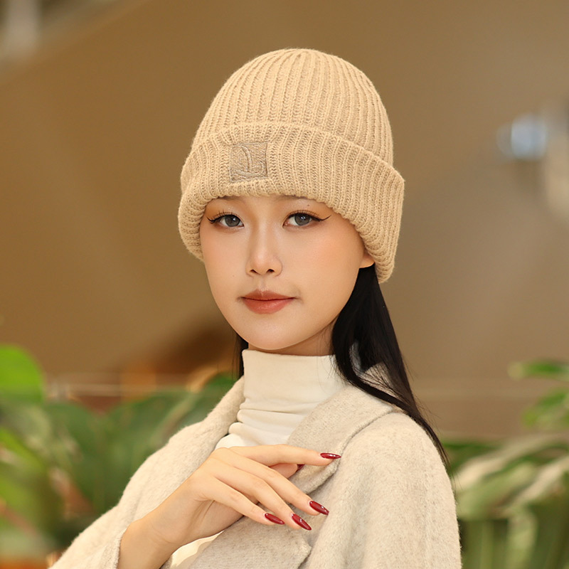 秋冬季新款毛绒保暖毛线帽护耳堆堆帽显脸小针织冷帽女大头围帽子|undefined