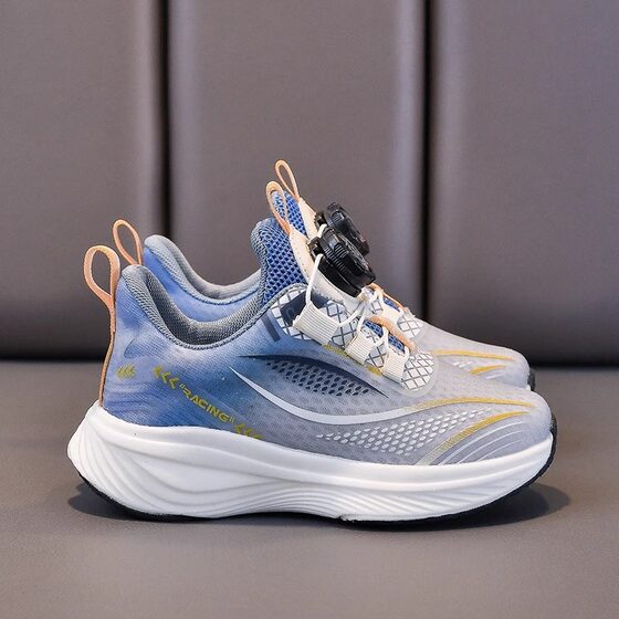 Boys' sneaker Summer 2024 Medium and Large Children's Lightweight Breathable Children's Hollow Single Mesh Shoes Soft Sole Non-slip Running Shoes