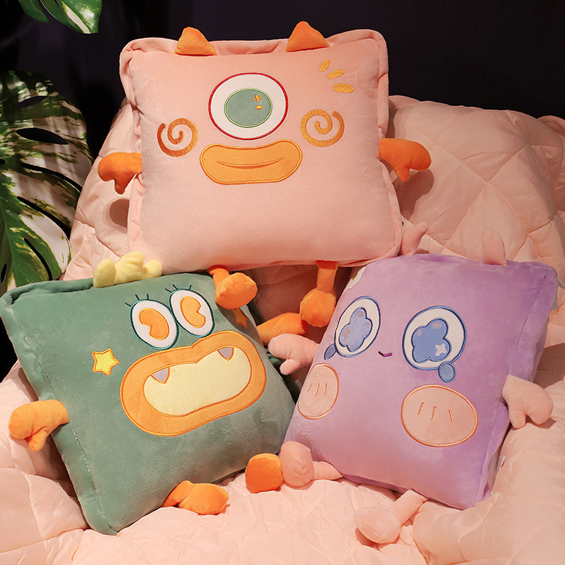 Dopamina monstruo almohada edredón de doble uso oficina plegable manta dos-en-uno siesta almohada sofá almohada