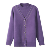 中老年女装时尚假两件针织衫秋冬加绒加厚保暖毛衣大码宽松妈妈装，女装针织衫/毛衣，妃慕昵服饰