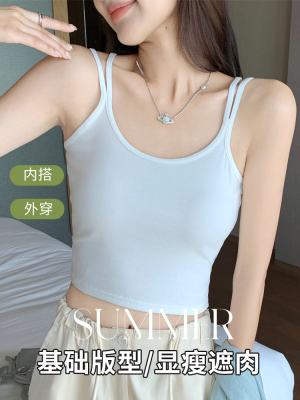 H344 キャミソールボトムインナー女性白夏美しいバックチューブトップ女性インナートップホットガールノースリーブトレンド|undefined