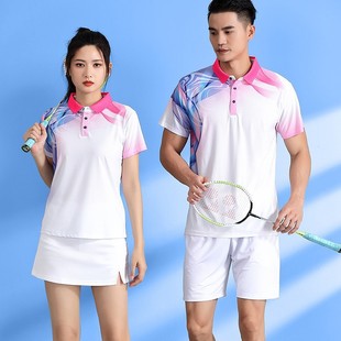 Lapel Short-Sleeved Adult Couple Style College Student Sports Game Group Purchase Quick-Drying Breathable Top Badminton Suit