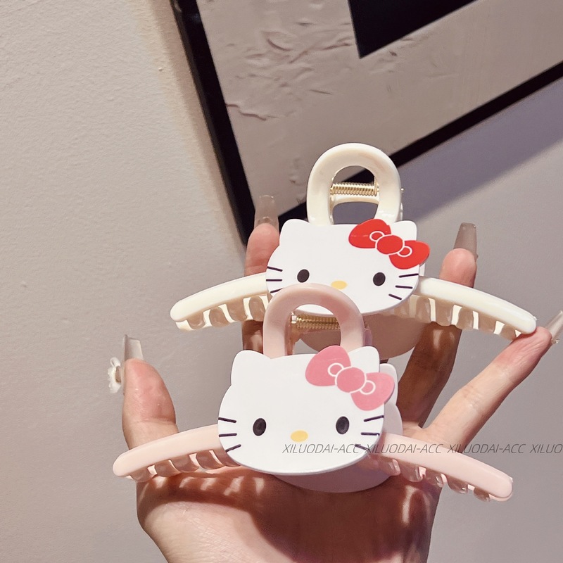 スイートピンクバレエ風キティ猫シリーズヘアアクセサリー女性用かわいいヘアクリッププリンセス後頭部クリップ|undefined