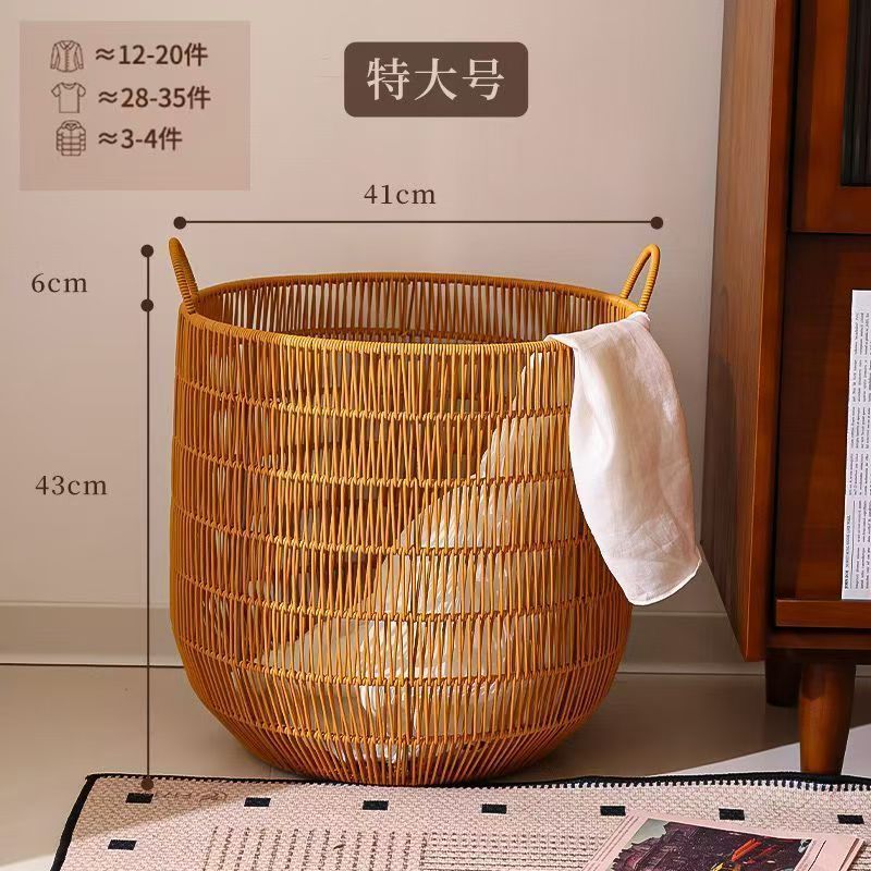 仿藤脏衣篓藤编脏衣服收纳筐脏家用衣篮酒店毛巾收纳筐防水脏衣篮|undefined