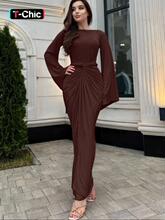 F 45072 Tie Waist Long Sleeve Dress ����ϵ������ȹ ����