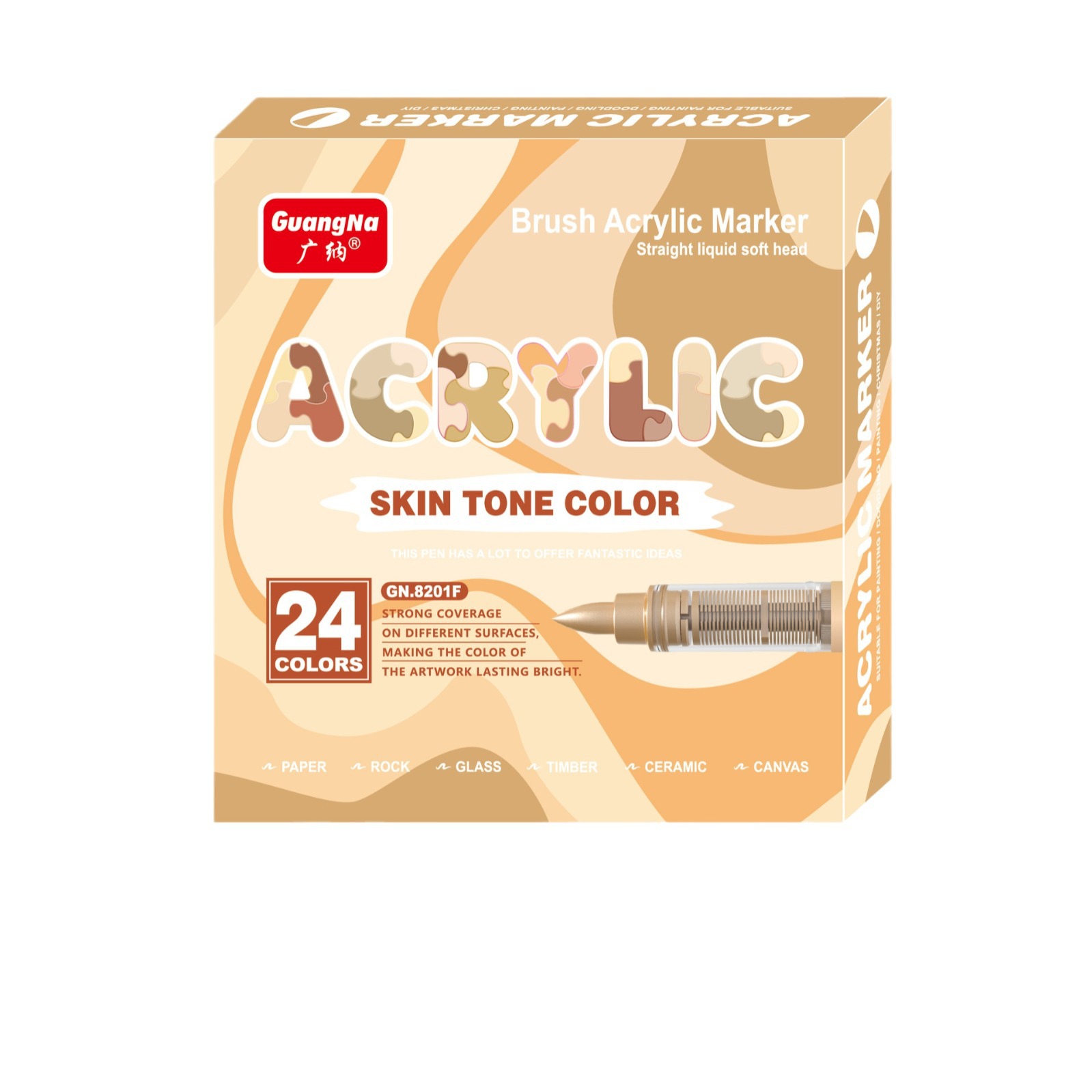 Guangna 8201 color de piel líquido directo acrílico marcador bolígrafo de cabeza suave estudiantes de arte personajes animados diy pintura a mano