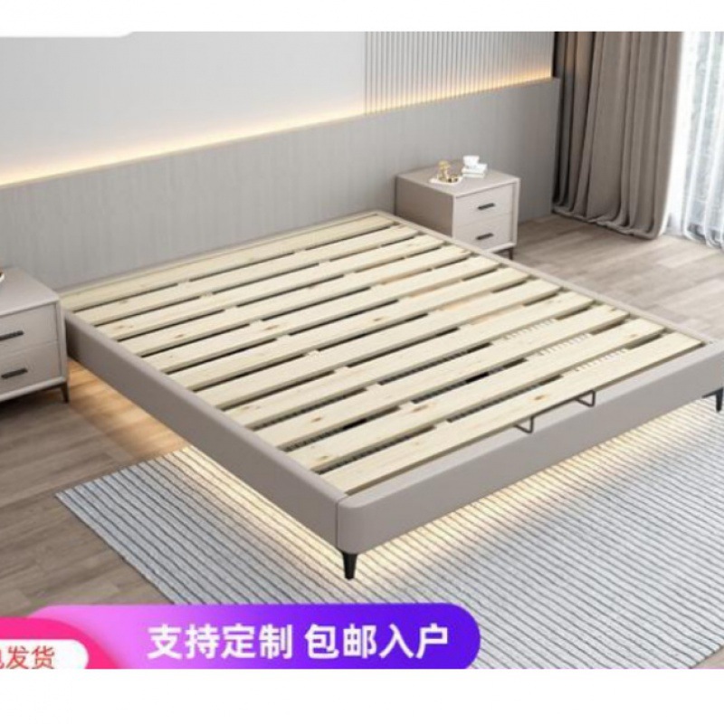 无床头床架子排骨架小户型实木透气意式简约现代轻奢矮床主卧大床