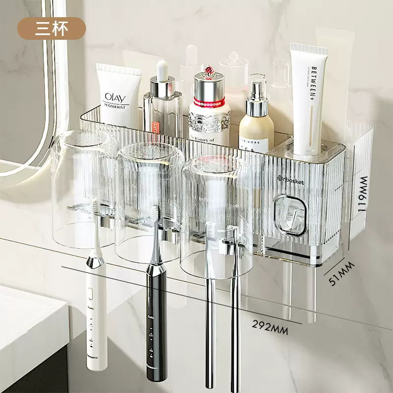 Luz de lujo cepillo de dientes pasta de dientes rack ponche libre montado en la pared inodoro enjuague bucal cepillo de dientes taza cepillo de dientes eléctrico titular