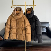 25冬季新款女士通勤时尚保暖百搭收腰哑光连帽羽绒服外套1115d11