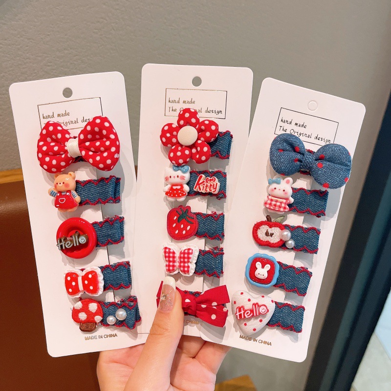 Clip de cabello de arco para bebé no daña cabello jeans perlas para bebés BB clip de cabello para niños laterales para niñas