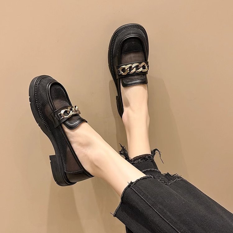 Zapatos de malla de Lefour para mujeres 2026 verano nuevos zapatos de cuero de malla hueca Lefour zapatos de trabajo transpirables zapatos