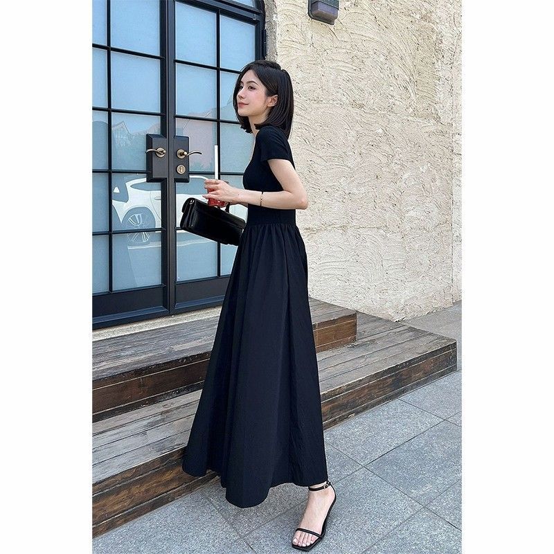 Black summer short sleeve dress