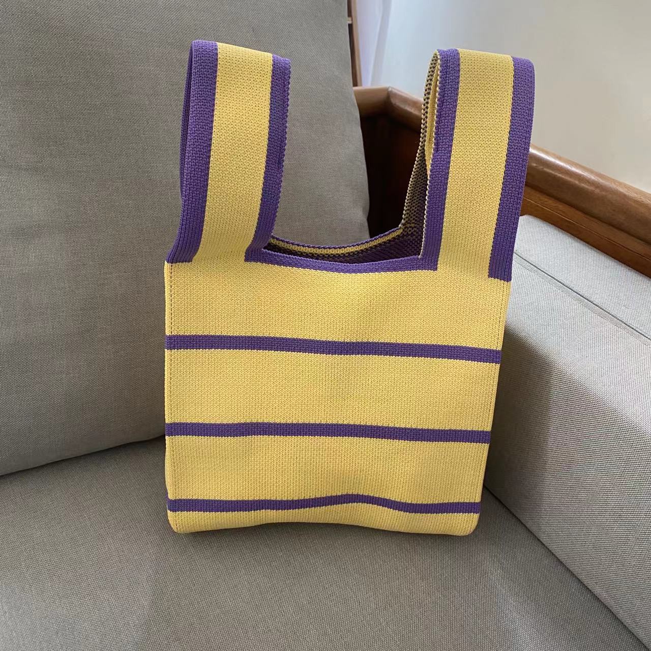 Nuevo Amazon bolsa de chaleco bolsa de punto al por mayor de gran capacidad bolsa de hombro del estudiante bolsa de lana bolsa de fábrica