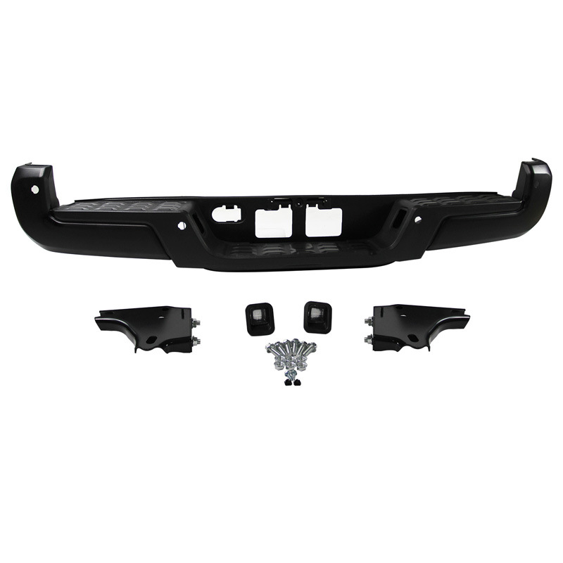 Compatible con los modelos Toyota Tacoma 16-20, parachoques trasero negro original con ensamblaje de orificio para radar.