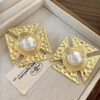 Square earrings * gold from pearl, silver 925 sample