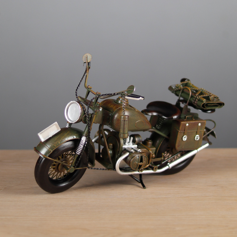 仿真复古二战美式摩托车模型金属手工机车酒吧橱窗陈列装饰品摆件