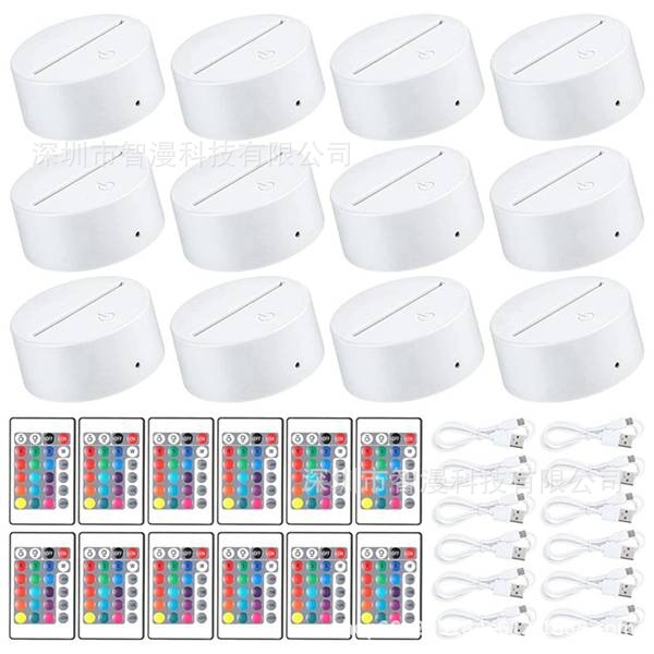 Transfronterizo nuevo exótico 3D luz de la noche titular USB Toque control Remoto colorido luz de la noche lámpara de mesa de acrílico combinación base