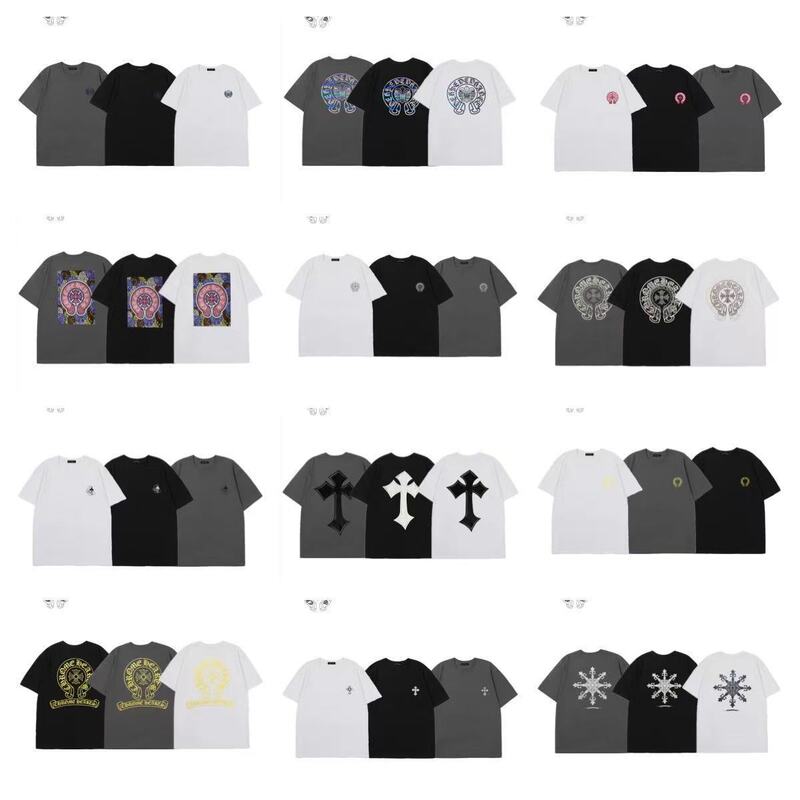 Cross-Border Foreign Trade Cross Ch Cro Casual Classic Large Horseshoe Print Loose Unisex Short-Sleeve T-Shirt
